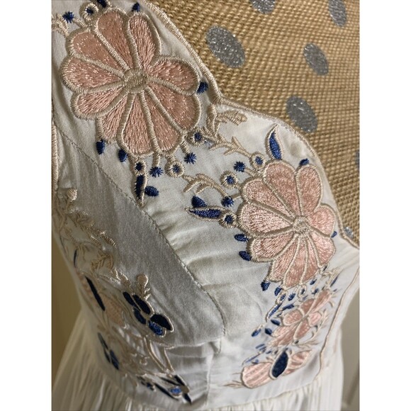 Lulus Daisy Petal Pickin Babydoll Mini Dress Women Small Ivory Fairy Embroidered - Picture 4 of 15